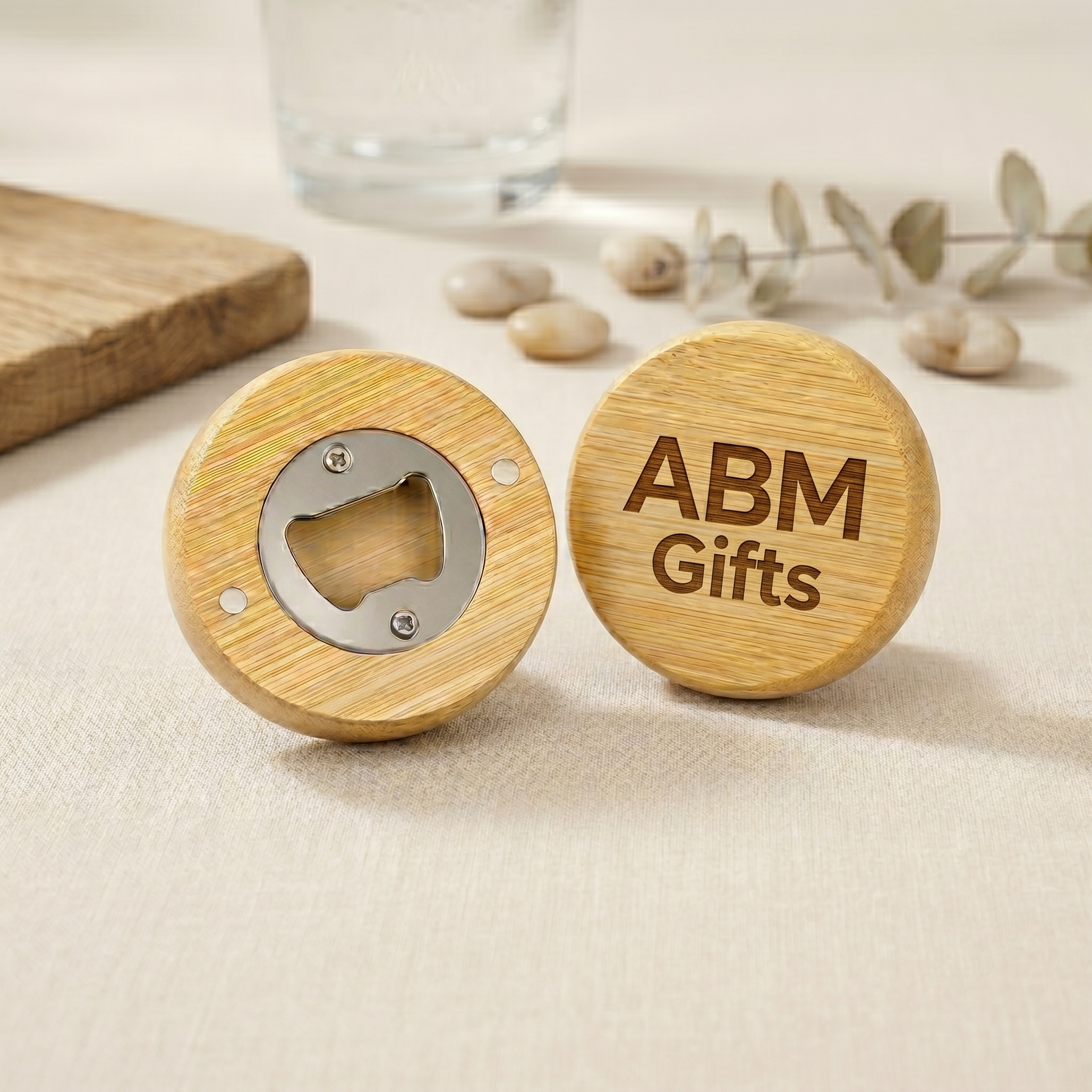 Custom Round Wooden Bottle Opener