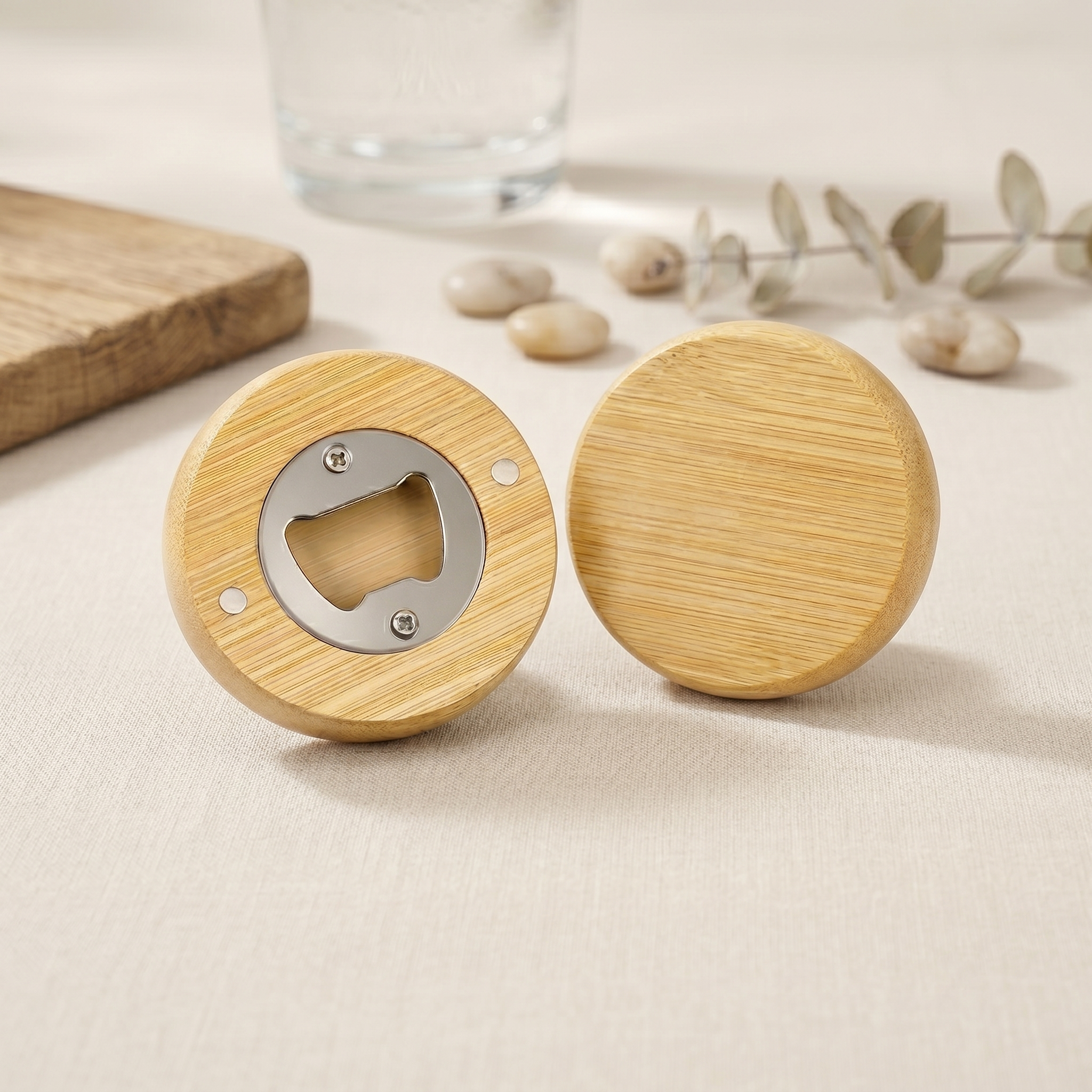 Custom Round Wooden Bottle Opener